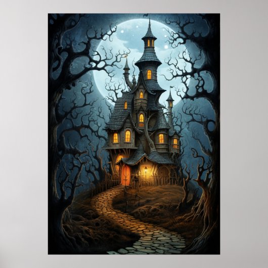 Halloween Spooky Hexenhaus Poster (Vorne)