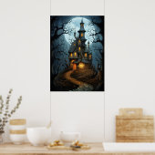 Halloween Spooky Hexenhaus Poster (Küche)