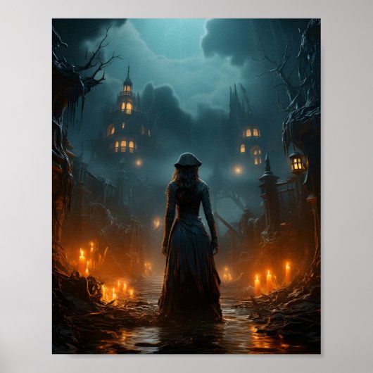 Halloween Spooky Hexenjagd Altstadt Poster (Vorne)