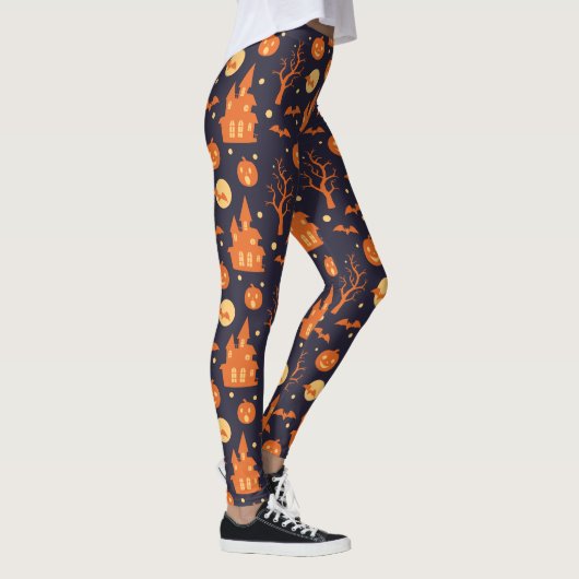 Halloween Spooky House Bats Trees Pumpkin Festival Leggings (Rechts)
