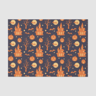 Halloween Spooky House Bats Trees Pumpkin Festival Seidenpapier