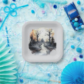 Halloween Spooky House Pappteller (Party)