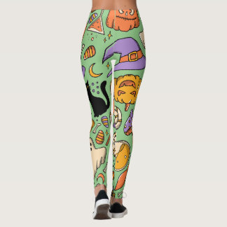 Halloween Spooky Jack O' Lantern Rotzunge Grün Leggings
