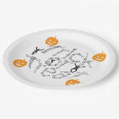 Halloween Spooky Knochen Text Trick oder Behandlun Pappteller (Schrägansicht)