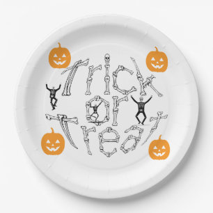 Halloween Spooky Knochen Text Trick oder Behandlun Pappteller