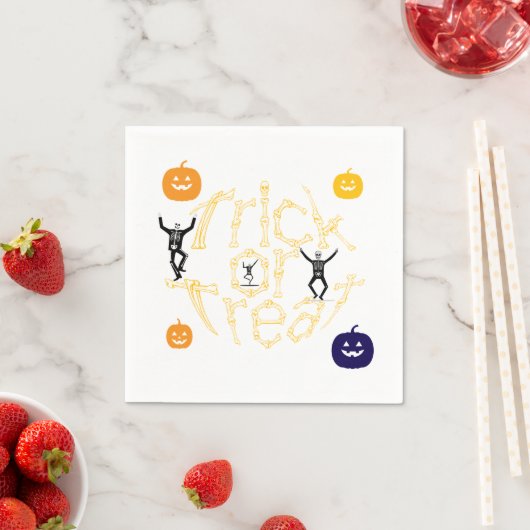 Halloween Spooky Knochen Text Trick oder Behandlun Serviette (Beispiel)