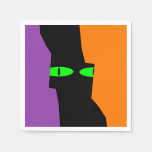 Halloween Spooky Kooky Black Cat Eyes Serviette