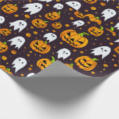 Halloween: Spooky Lächeln und Kürbisfreunde Geschenkpapier (Ecke)