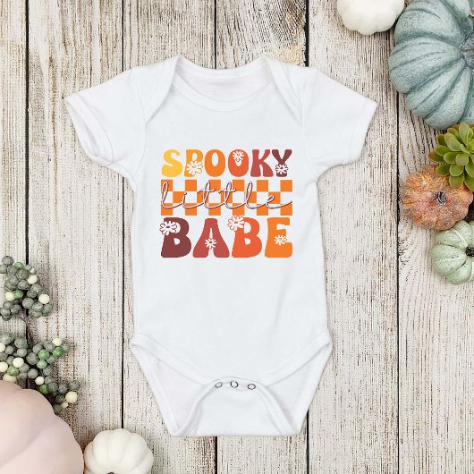 Halloween Spooky Little Babe Retro Groovy Funny Baby Strampler
