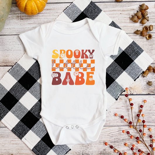 Halloween Spooky Little Babe Retro Groovy Funny Baby Strampler