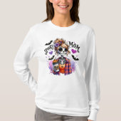 Halloween Spooky Mama Skeleton Messy Bun Custom T-Shirt (Vorderseite)