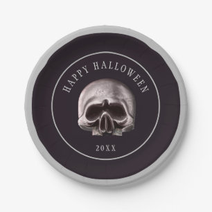 Halloween Spooky Metal Skull Custom Pappteller