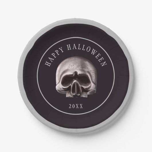 Halloween Spooky Metal Skull Custom Pappteller (Vorderseite)