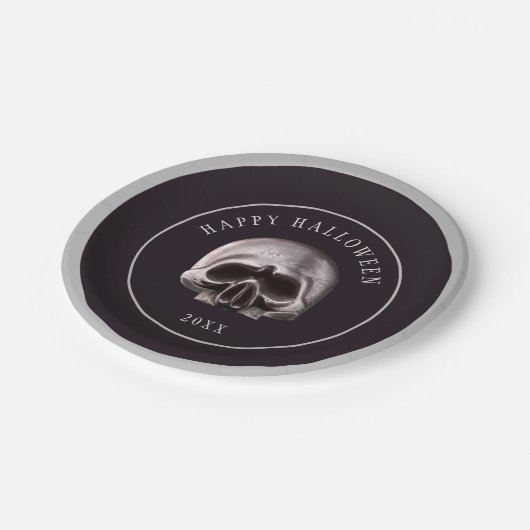 Halloween Spooky Metal Skull Custom Pappteller (Schrägansicht)