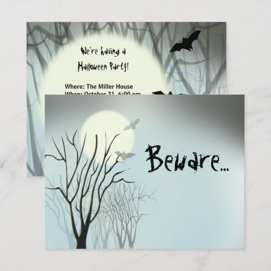 Halloween Spooky Moon Einladung (Vorne/Hinten)