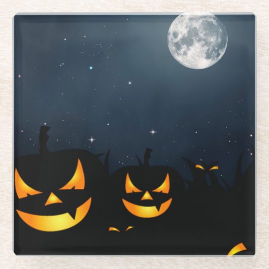 HALLOWEEN SPOOKY NACHT MIT PUMPKINS & VOLLMOND GLASUNTERSETZER (Vorderseite)