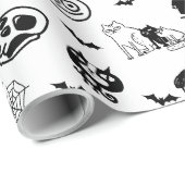 Halloween Spooky Niedlich Pattern Holiday Horror B Geschenkpapier (Rolleneckpunkt)