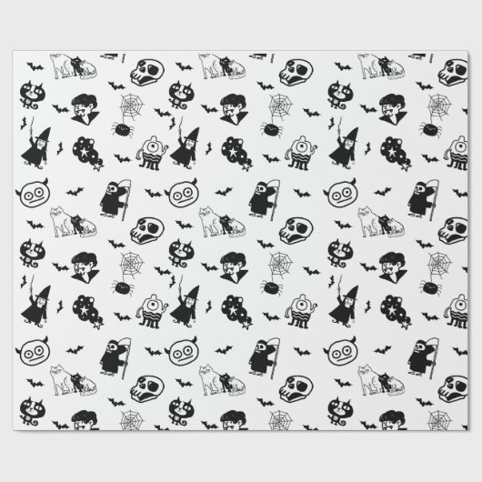 Halloween Spooky Niedlich Pattern Holiday Horror B Geschenkpapier (Flach)