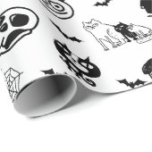 Halloween Spooky Niedlich Pattern Holiday Horror B Geschenkpapier (Rolleneckpunkt)