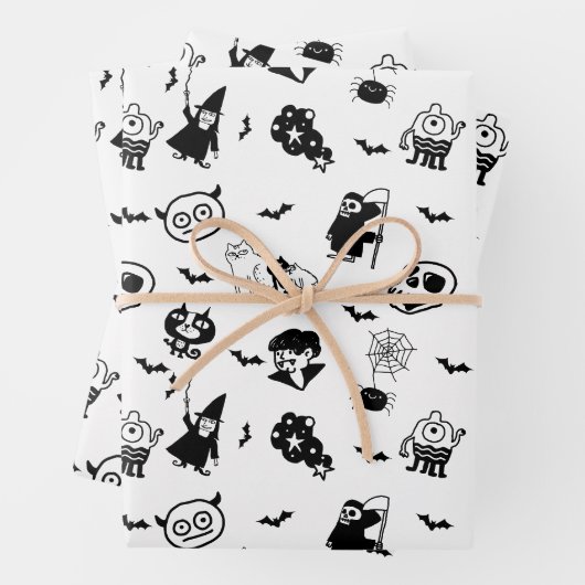 Halloween Spooky Niedlich Pattern Holiday Horror B Geschenkpapier Set (Beispiel)