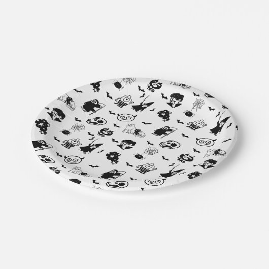 Halloween Spooky Niedlich Pattern Holiday Horror B Pappteller (Schrägansicht)