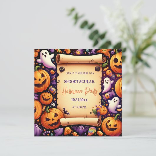 Halloween Spooky Night Bash: Jos for Fun! Einladung (Stehend Vorderseite)