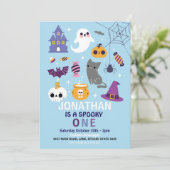 Halloween Spooky ONE 1. Geburtstag Party Boys Einladung (Stehend Vorderseite)