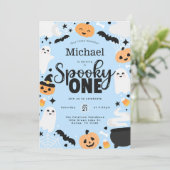 Halloween Spooky One Birthday Party Einladung (Stehend Vorderseite)