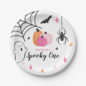 Halloween Spooky One Birthday Pink Pumpkins Pappteller (Vorderseite)