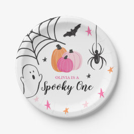 Halloween Spooky One Birthday Pink Pumpkins Pappteller