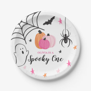 Halloween Spooky One Birthday Pink Pumpkins Pappteller