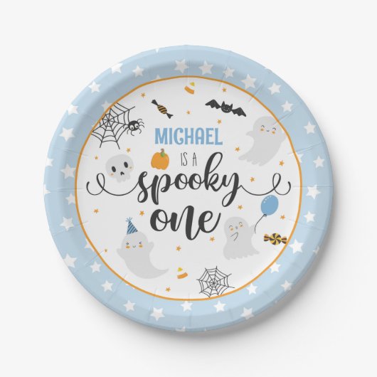 Halloween Spooky One Paper Plate - Blau Pappteller (Vorderseite)