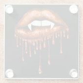 HALLOWEEN SPOOKY ORANGE DRIPPING VAMPIRE LIPS GLASUNTERSETZER (Rückseite)
