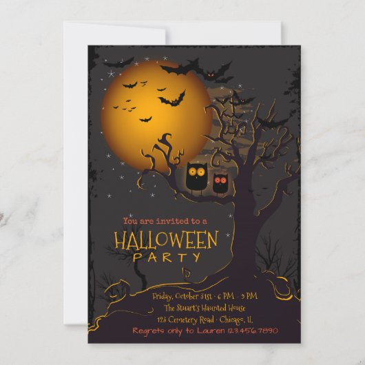 Halloween Spooky Owls Party Einladung (Vorderseite)