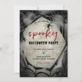 Halloween Spooky Party Spiderweb Black Einladung (Vorderseite)