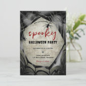 Halloween Spooky Party Spiderweb Black Einladung (Stehend Vorderseite)