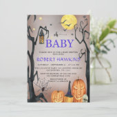 Halloween Spooky Pumpkin Baby Dusche Einladung (Stehend Vorderseite)