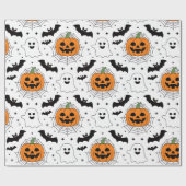 Halloween Spooky Pumpkin Bats Ghost Pattern Geschenkpapier (Flach)