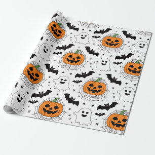 Halloween Spooky Pumpkin Bats Ghost Pattern Geschenkpapier