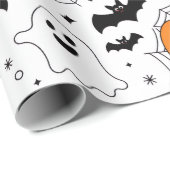 Halloween Spooky Pumpkin Bats Ghost Pattern Geschenkpapier (Rolleneckpunkt)