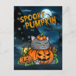 Halloween Spooky Pumpkin Cat Feiertagspostkarte