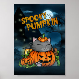 Halloween Spooky Pumpkin Cat Poster
