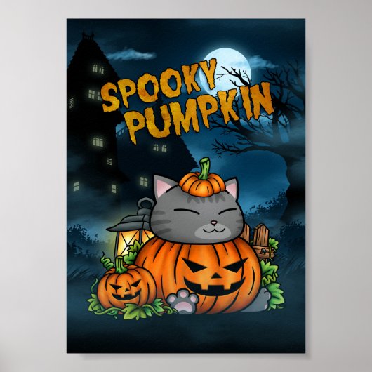 Halloween Spooky Pumpkin Cat Poster (Vorne)