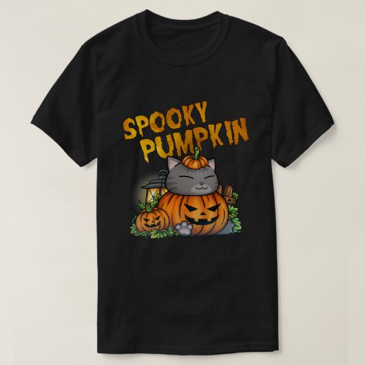 Halloween Spooky Pumpkin Cat T-Shirt (Design vorne)