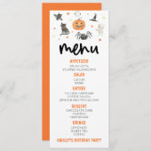 Halloween Spooky Pumpkin Geburtstagsparty Food Menükarte (Vorne/Hinten)