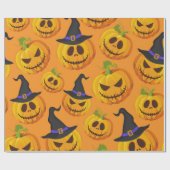 Halloween Spooky Pumpkin-Hexenhut-Orangenmuster Geschenkpapier (Flach)