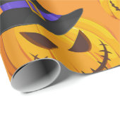 Halloween Spooky Pumpkin-Hexenhut-Orangenmuster Geschenkpapier (Rolleneckpunkt)