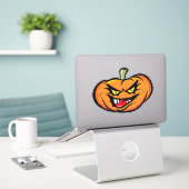 Halloween Spooky Pumpkin Kopf Aufkleber (Laptop auf Schreibtisch)