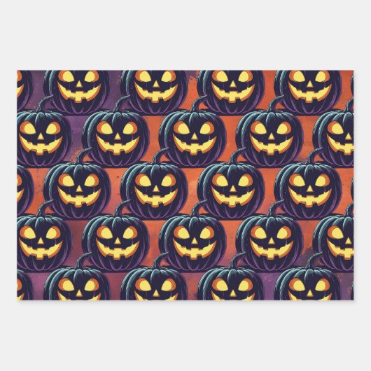 Halloween Spooky Pumpkin Pattern Geschenkpapier Set (Vorderseite 2)