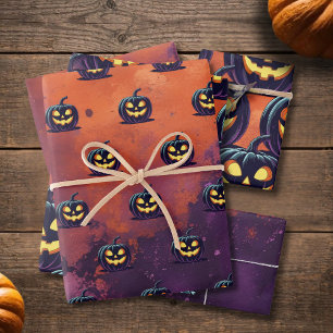 Halloween Spooky Pumpkin Pattern Geschenkpapier Set